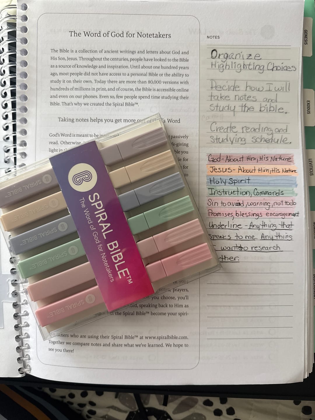 Customer photo review of Spiral Bible™ Highlighter Pack