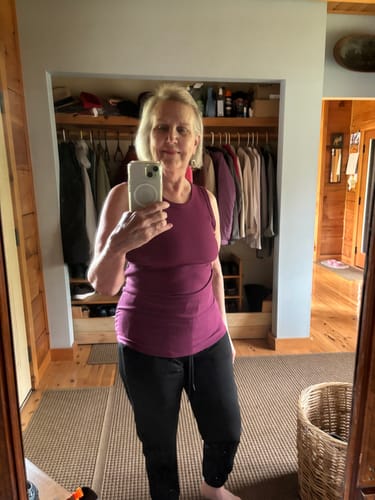 Customer photo review of Raegan Ribbed Tank Top - Jam Berry
