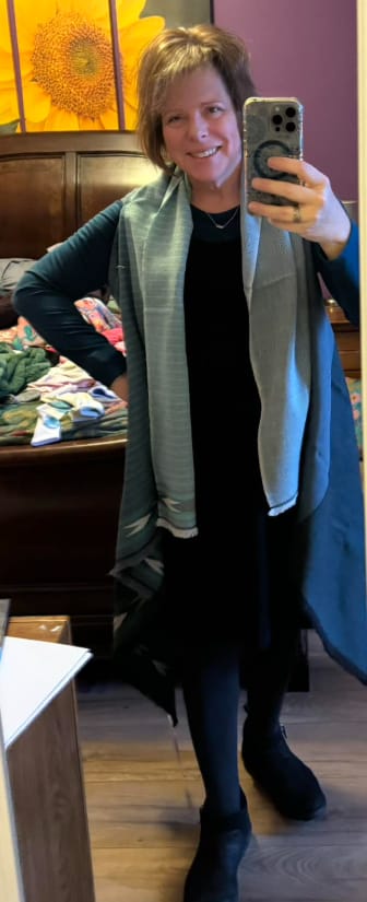 Customer photo review of NEW! Light Wool Cape Fusion Teal
