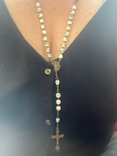 Customer photo review of FREE Today: Immaculate Heart of Mary & Crucifix of 8 mm Round Blue Floral Acrylic Alloy Chain Rosary