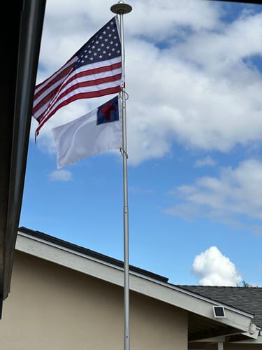 Customer photo review of Christian Flag with Appliqued Cross - Heavy Duty Outdoor Nylon