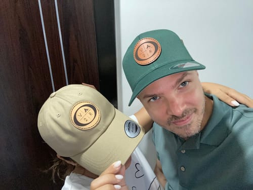 Customer photo review of Premium Custom Leather Patch Hats (Wholesale)