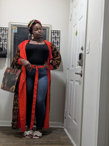 Customer photo review of Harlem Red Mesh Trench Coat