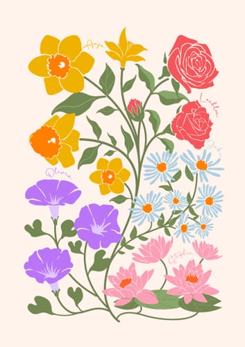Customer photo review of 'In Bloom' Family Birth Flower Illustration