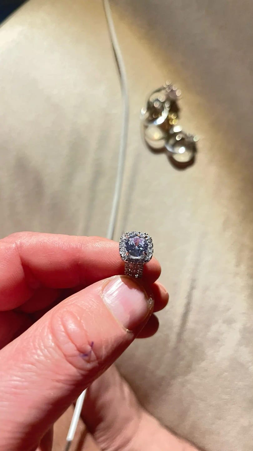Customer photo review of Silver-Tone Ring Modern Cubic Zirconia Centerpiece — Silver | KIMLUD
