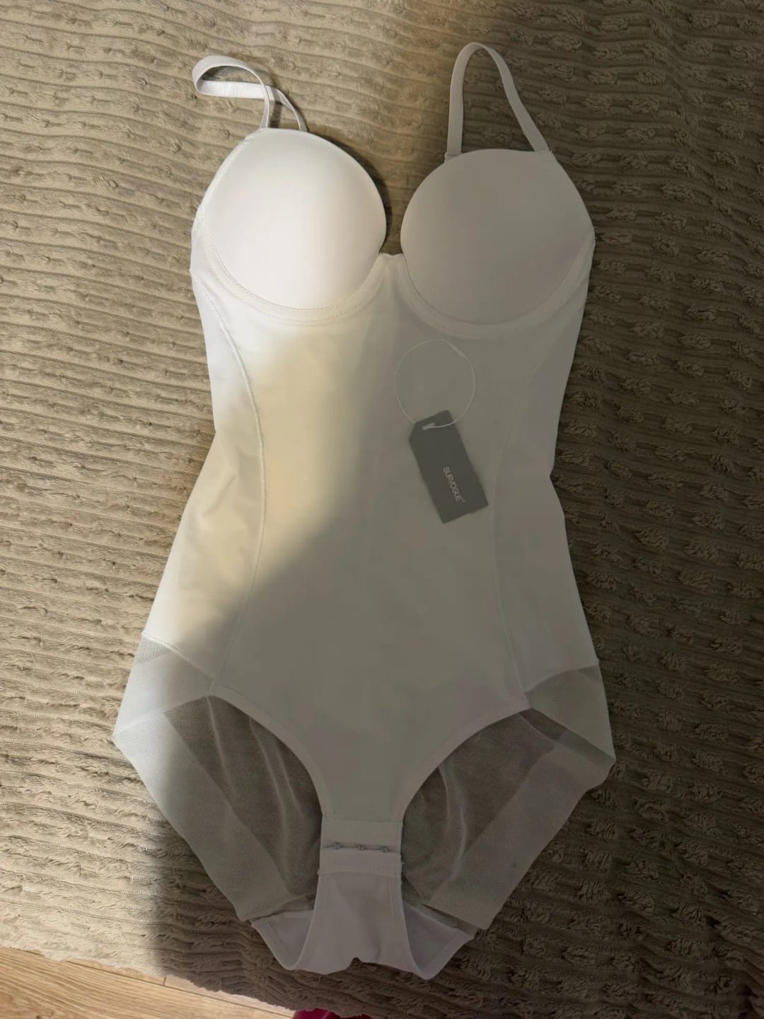 Customer photo review of Nylon-Spandex Shapewear Bodysuit with Contour Panels — Black | KIMLUD