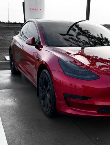 Customer photo review of EVAAM® Smoke Tinted Headlight Protection for Tesla Model 3/Y (2017-2022)