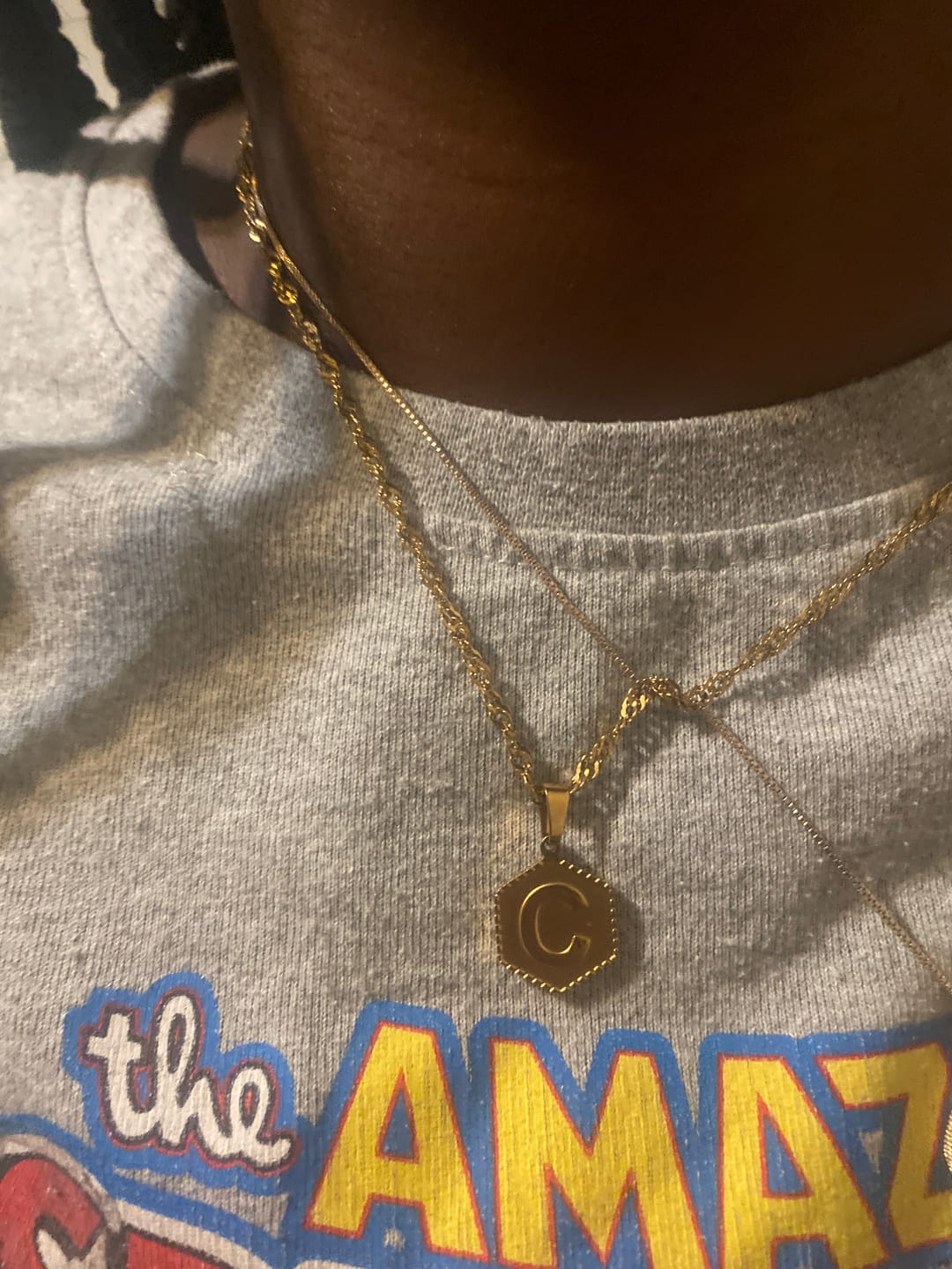 Customer photo review of Hex Initial Necklace