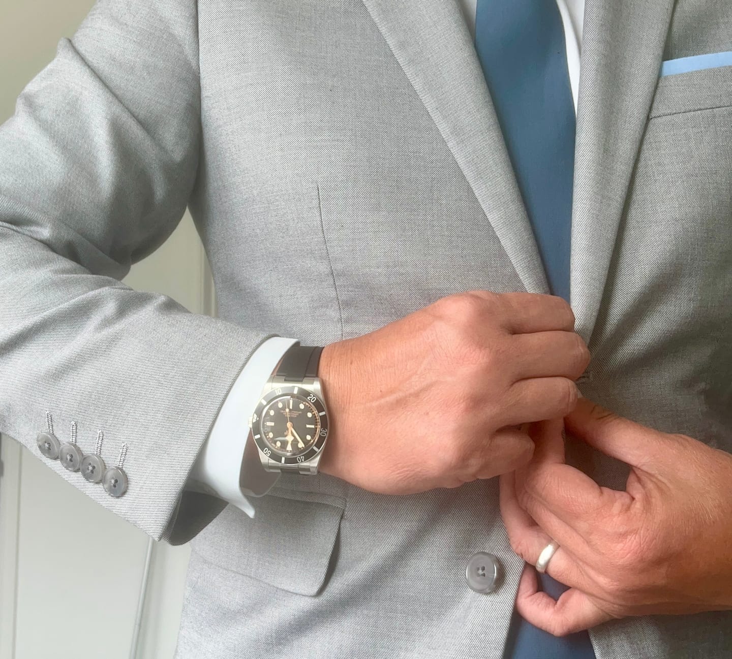 Customer photo review of Black and Grey Striped Nylon Single-Piece