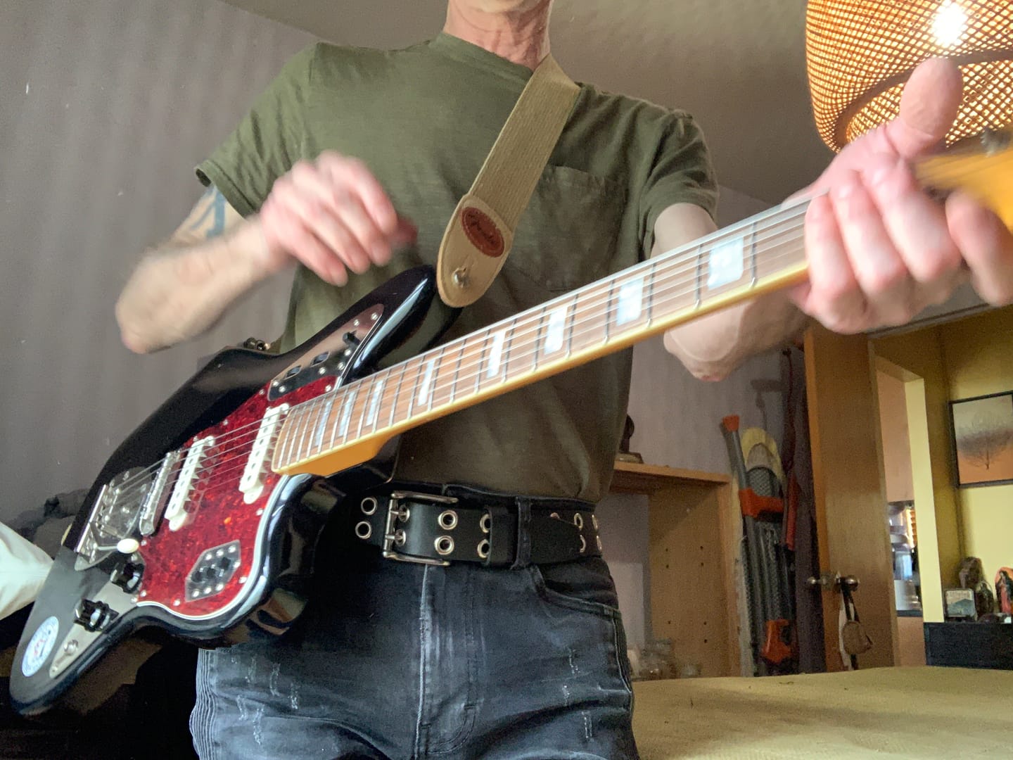 Customer photo review of The Brixton Belt - Black Double Grommet 100 % Full Grain Leather Belt