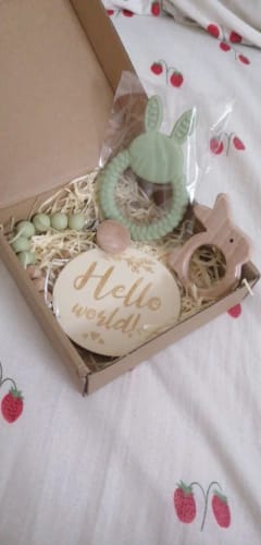 Customer photo review of Newborn Baby Silicone Bunny Teether Gift Sets