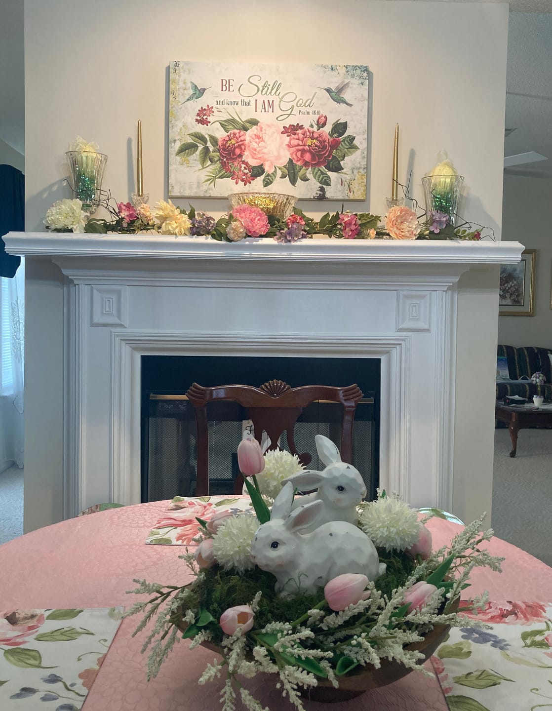 Customer photo review of Be Still and Know That I Am God, Vintage Flower Hummingbird, Wall art canvas