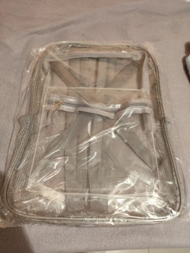 Customer photo review of Mochila Plástico Transparente