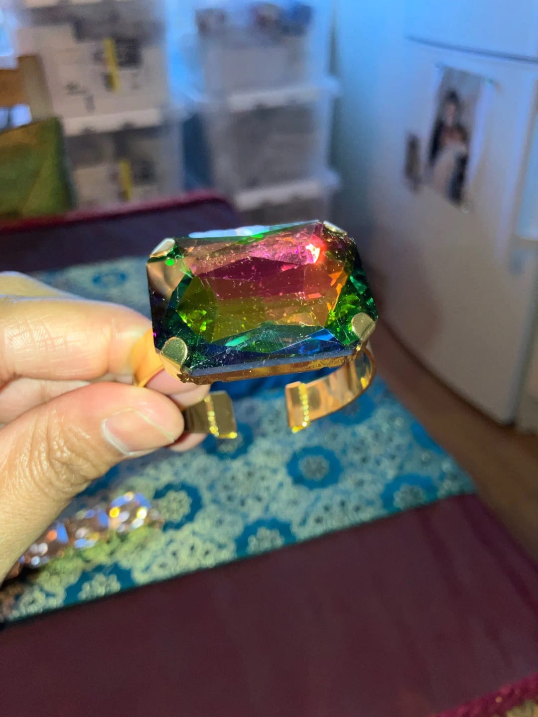 Customer photo review of Rhinestone Cuff Bracelet Exaggerated — Multicolour | KIMLUD