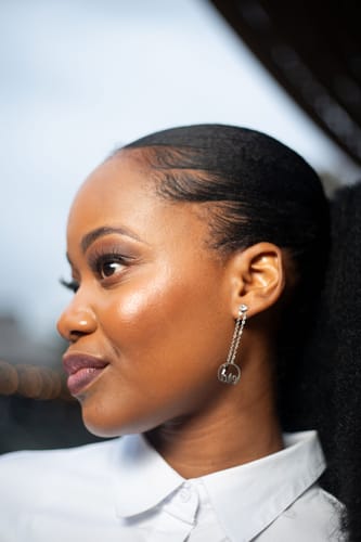 Customer photo review of Silver Yoyo Earrings