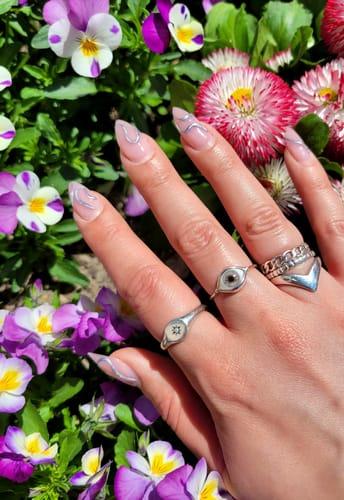 Customer photo review of Grey Green Silver Mini Eye Ring