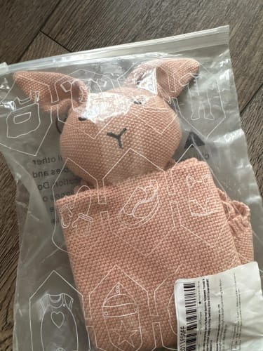 Customer photo review of Soft Cotton Gauze Bunny Baby Security Blanket