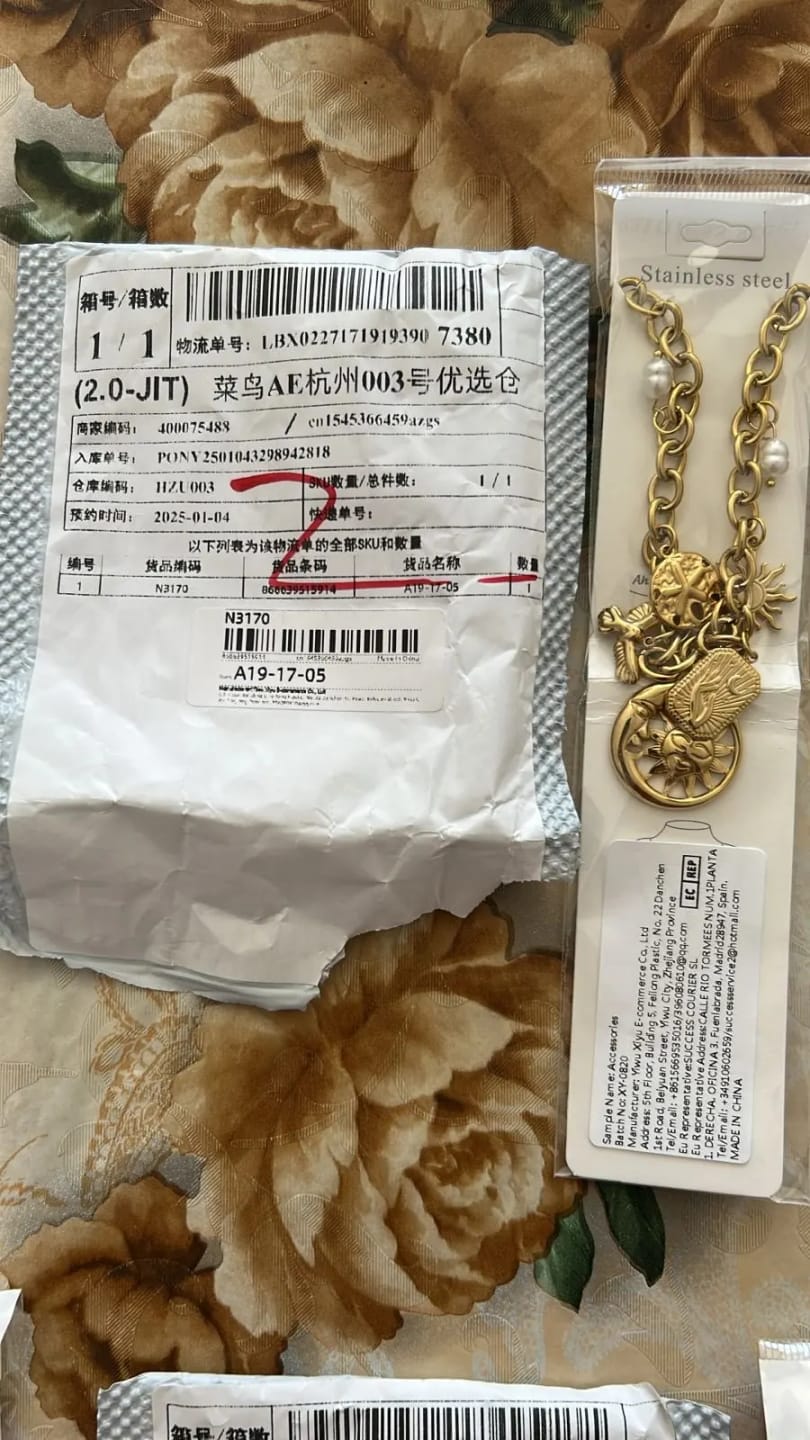 Customer photo review of Gold-Tone Stainless Steel Necklace Pearl Sun Moon Round Pendant — Gold | KIMLUD