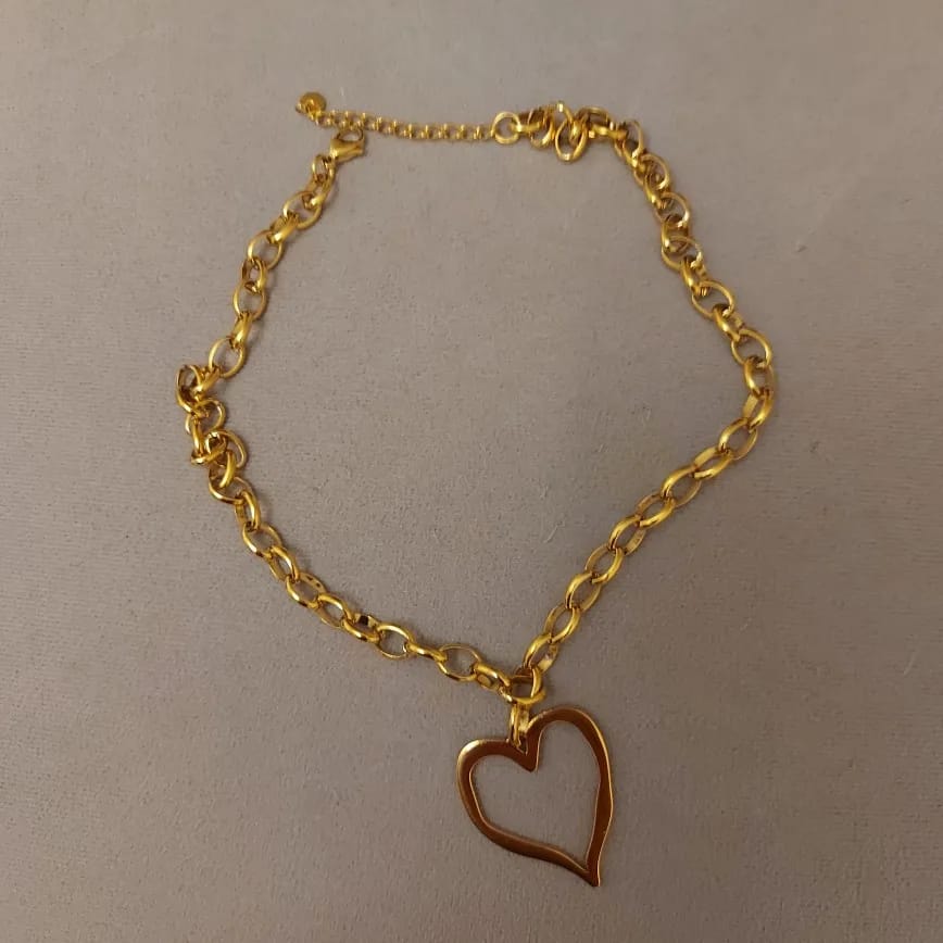 Customer photo review of Stainless Steel Necklace Hollow Heart Pendant — Gold | KIMLUD