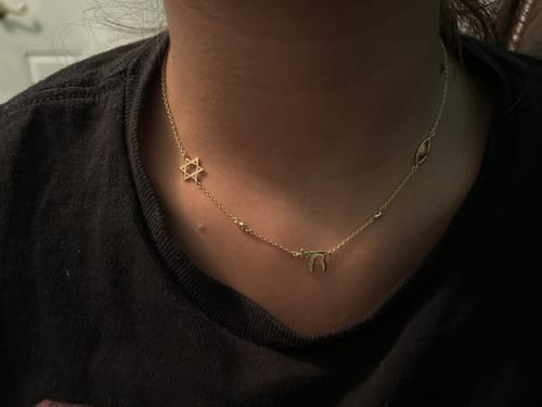 Customer photo review of Am Israel Chai Necklace
