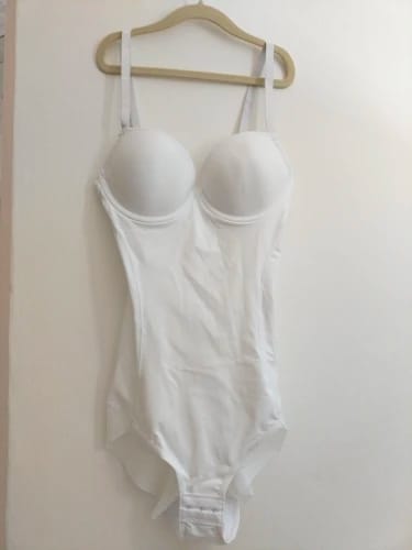 Customer photo review of Nylon-Spandex Shapewear Bodysuit with Contour Panels — Black | KIMLUD