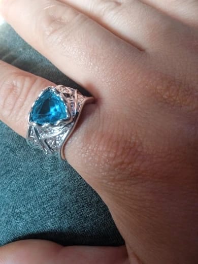 Customer photo review of Silver-Plated Boho Ring Vintage Flair — Cool Blue | KIMLUD