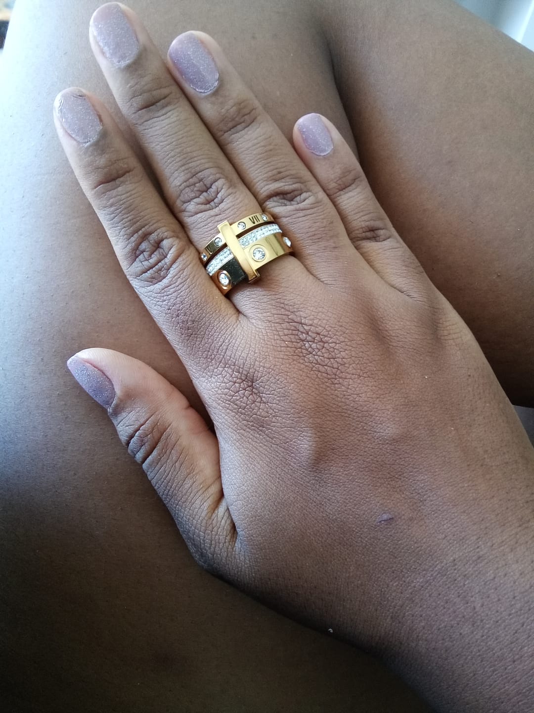 Customer photo review of Anel Triplo Glamour Banhado em Ouro 18k