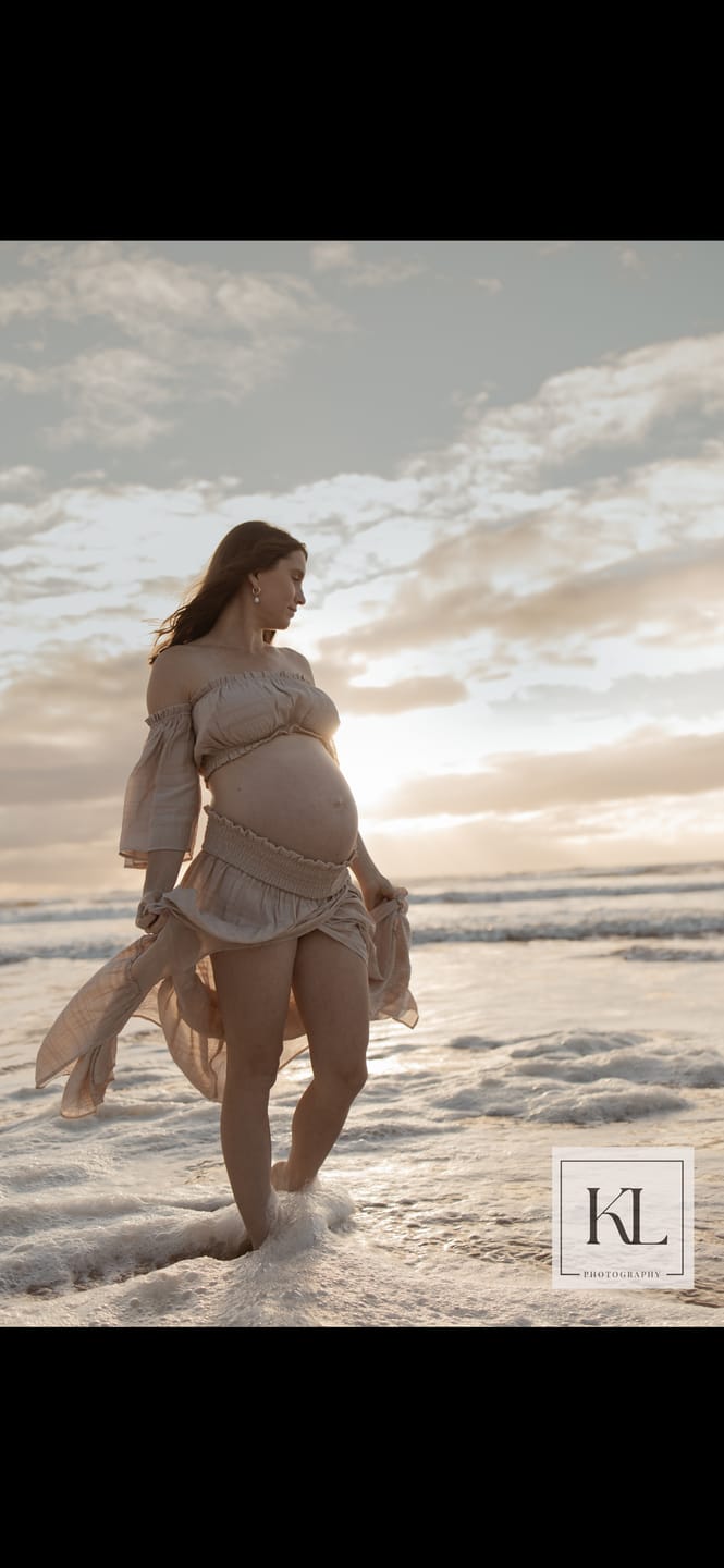 Customer photo review of Chantal 2 piece Maternity Photoshoot  Dress in Nude Pink