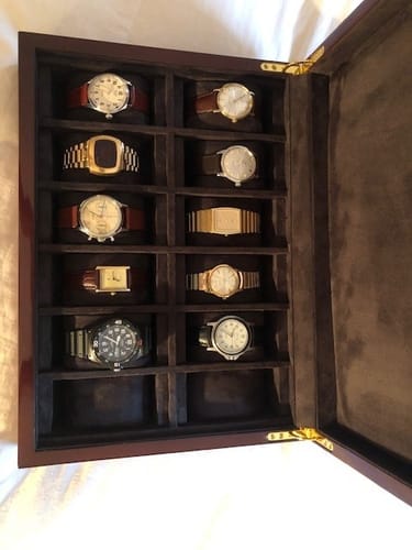 Customer photo review of (12) Diplomat Genuine Mahogany Wood Watch Box