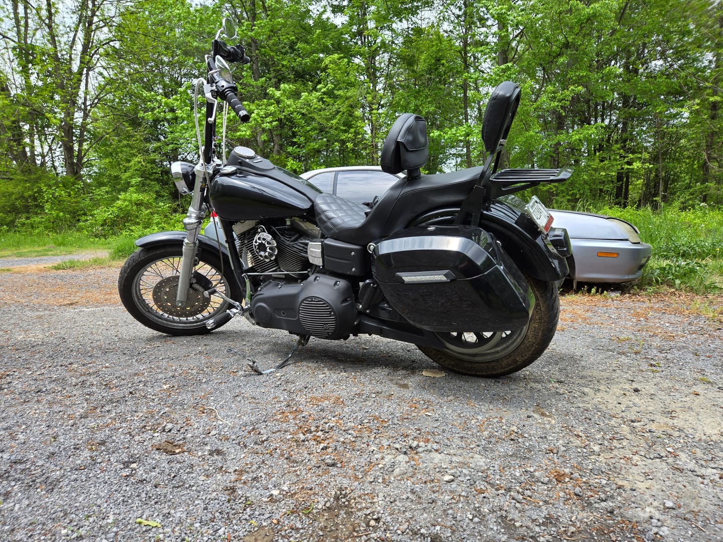 Customer photo review of 36L - Lamellar Raven Extra Large Shock Cut-out Painted Hard Saddlebags for Harley Dyna Street Bob FXDB/I