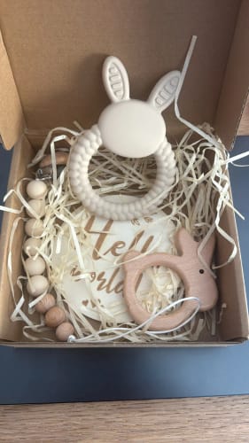 Customer photo review of Newborn Baby Silicone Bunny Teether Gift Sets