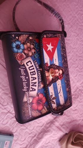 Customer photo review of I didn't choose to be Cubana, I just got lucky.  - Personalized Leather Satchel Bag CUB01S4