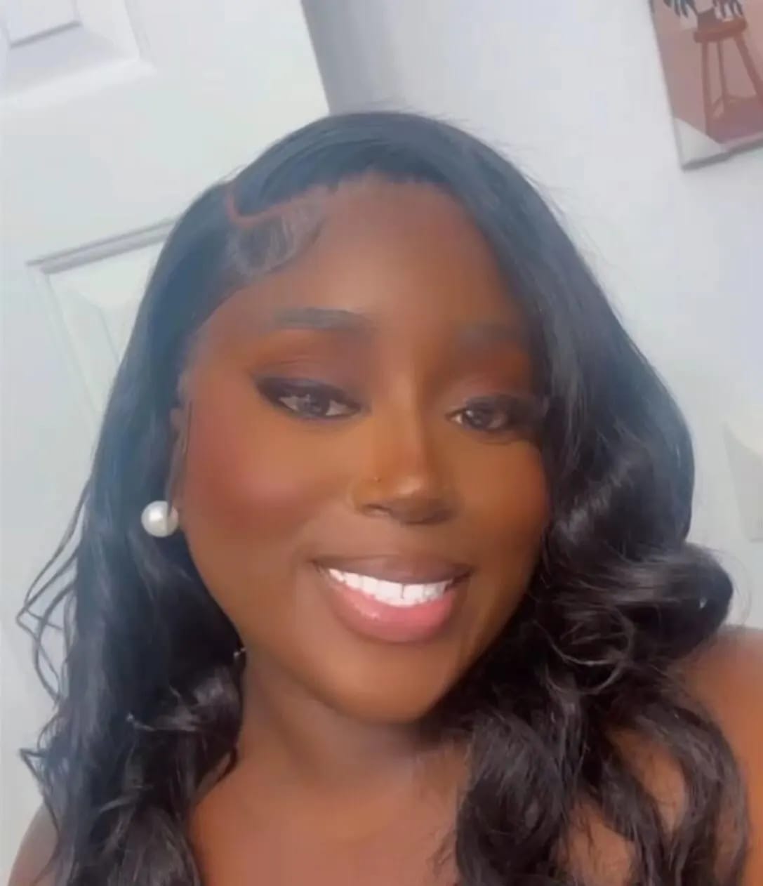 Customer photo review of Remy Human Hair Lace Front Wig Body Wave 30–40 Inch — Jet Black | KIMLUD