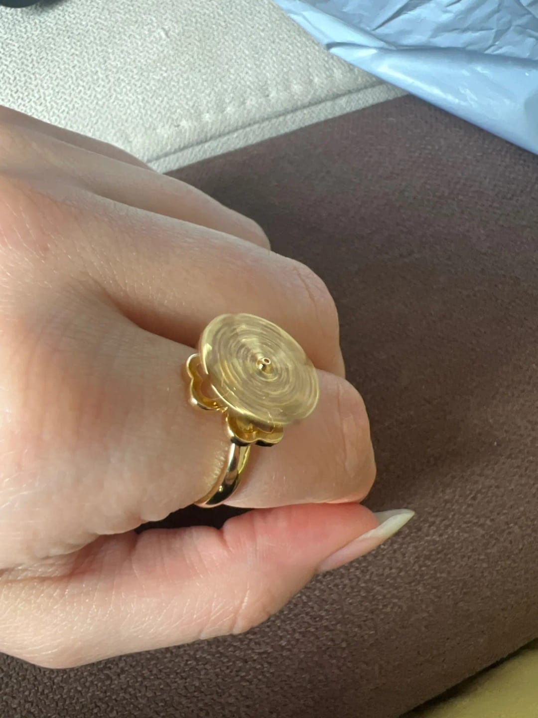 Customer photo review of Stainless Steel Spinner Ring Zircon Heart Clover — Silver | KIMLUD