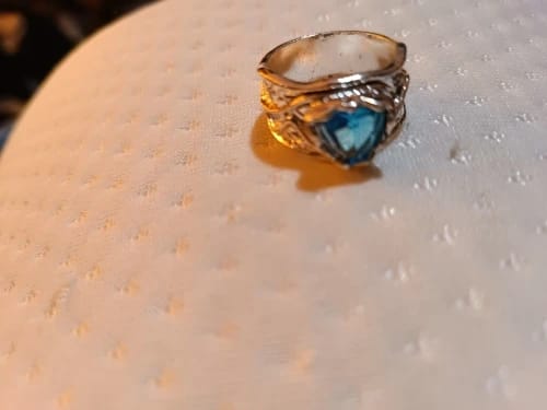 Customer photo review of Silver-Plated Boho Ring Vintage Flair — Cool Blue | KIMLUD