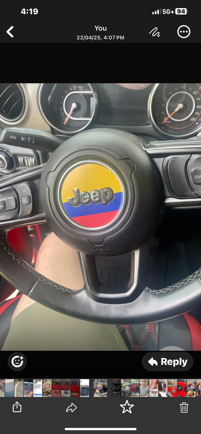 Customer photo review of Design Your Own Steering Wheel Decal for Jeep