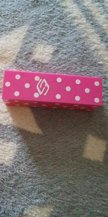 Customer photo review of Velvet Lip Color Lipstick Polka Dot Design — Bright Pink | KIMLUD