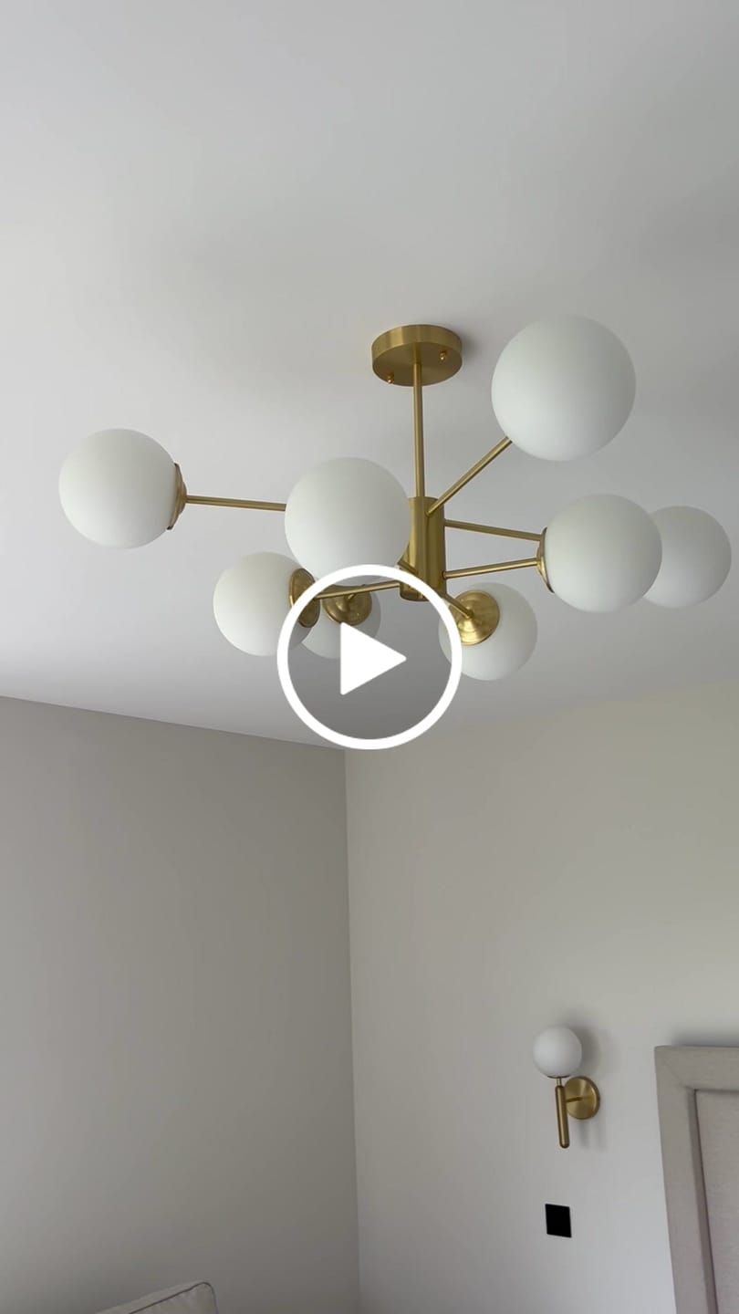 Customer video review of 6/8/12-Light Mid-Century Modern Opal White Glass Globe Chandelier