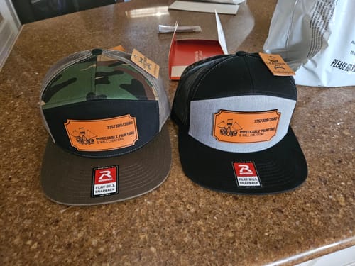Customer photo review of Custom Leather Patch Hats Richardson 168 Laser Engraved