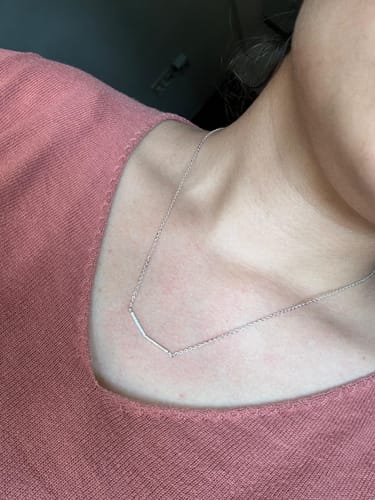 Customer photo review of Diamond Bar Pendant Necklace