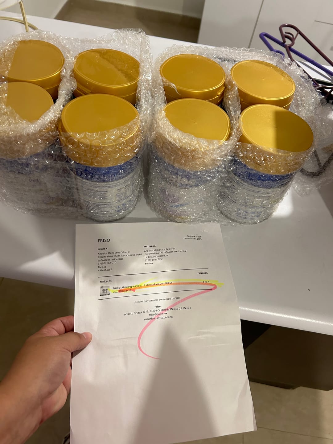 Customer photo review of Frisolac Gold Pep A C (0 A 12 Meses) Pack Con 800 Gr