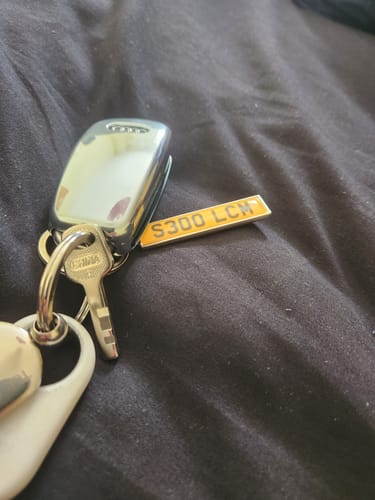 Customer photo review of Personalised Metal Number Plate Keyring