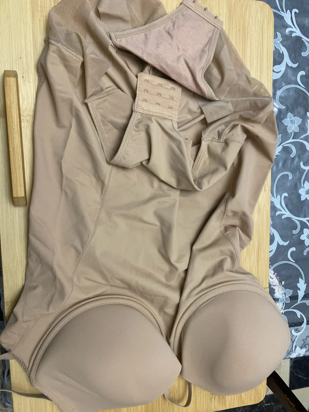 Customer photo review of Nylon-Spandex Shapewear Bodysuit with Contour Panels — Black | KIMLUD