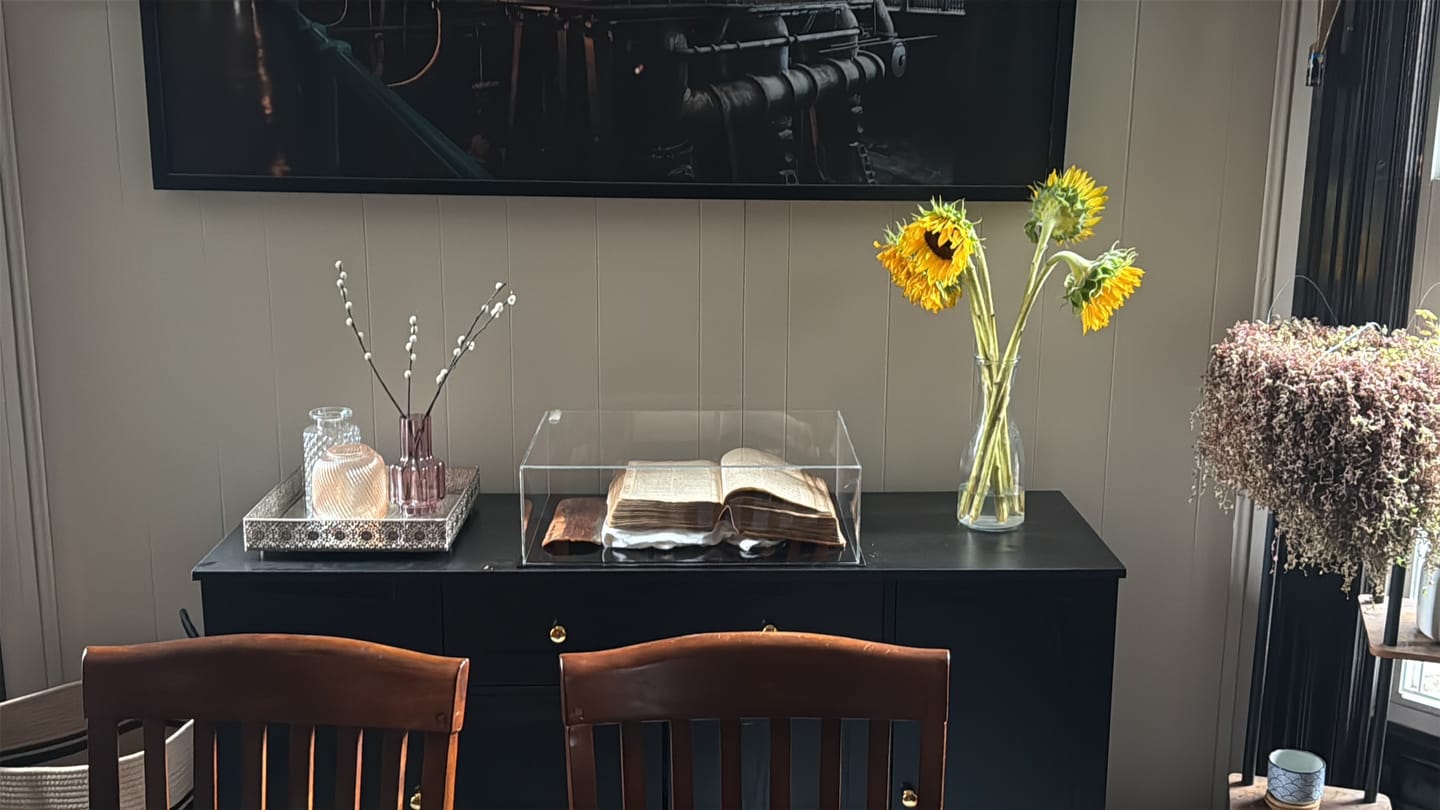 Customer photo review of Acrylic Double Sheet Book Display Cases