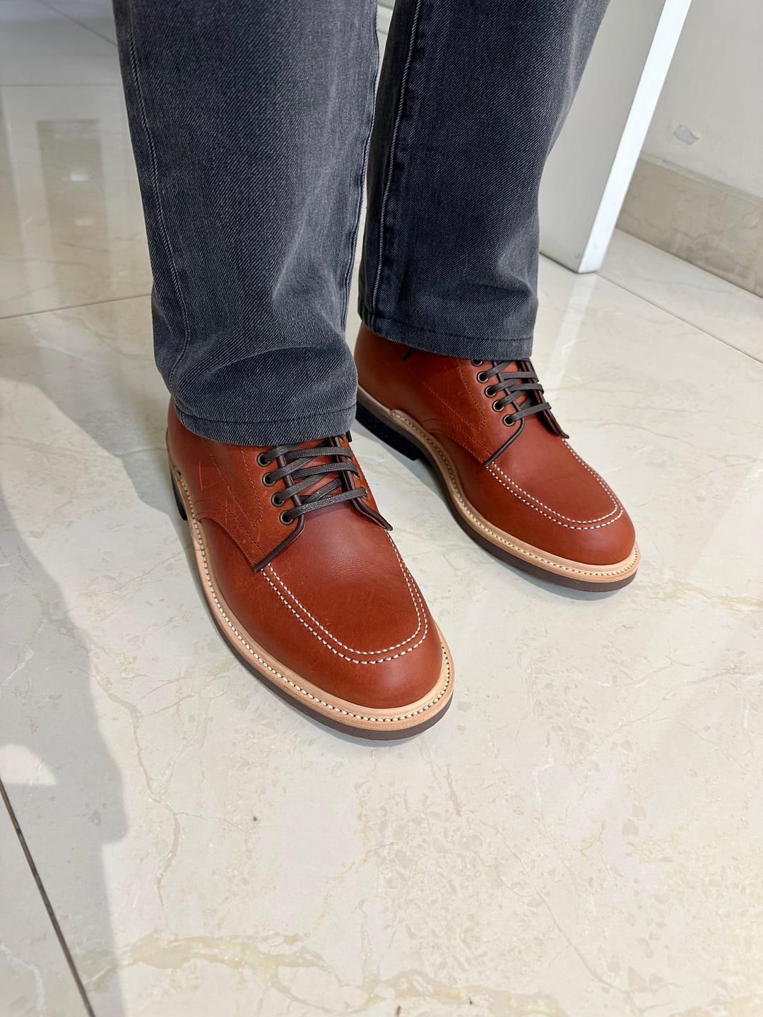 Customer photo review of Indiana Jones MocToe Boot - luosjiet®boots - BrickRed Grain Cowhide