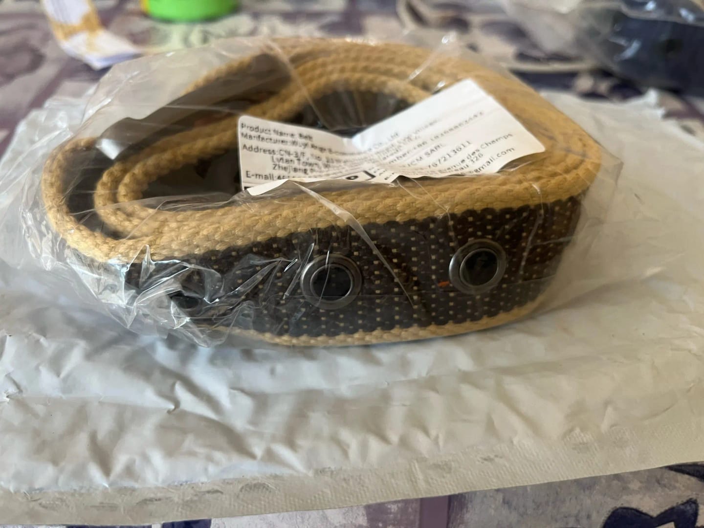 Customer photo review of Canvas Belt 3.5 cm Wide Brushed Buckle — Brown | KIMLUD