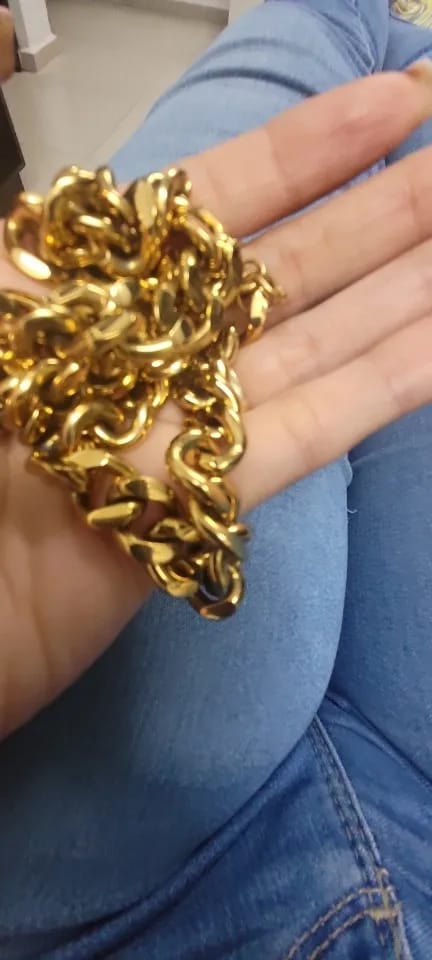 Customer photo review of Gold-Tone Stainless Steel Necklace Pearl Sun Moon Round Pendant — Gold | KIMLUD
