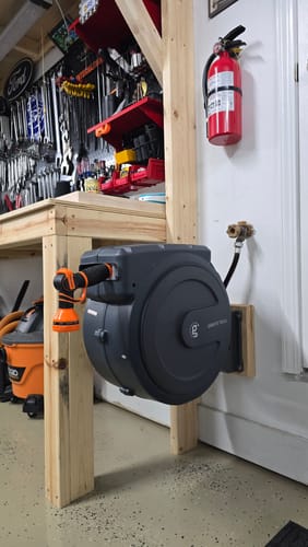 Customer photo review of Retractable Garden Hose Reel 62ft-155ft