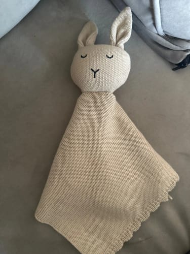 Customer photo review of Soft Cotton Gauze Bunny Baby Security Blanket