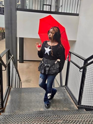 Customer photo review of Y2K Dark Grunge Wild Luxe Fur Waist Belt Collection